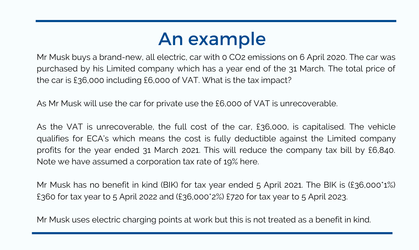 Tax on cars - example showing incentives